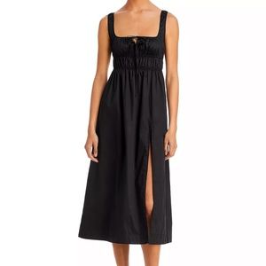 AQUA Ruched High Slit Cotton Dress - NWT